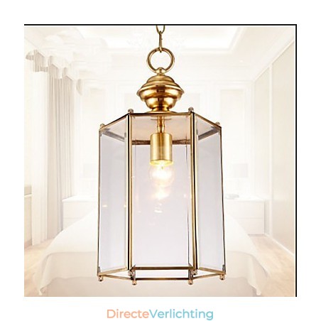 Amerikaanse landelijke kleine hanglamp, geheel van koper, enkel glas Amerikaanse landelijke kleine hanglamp, geheel van koper, enkel glas
