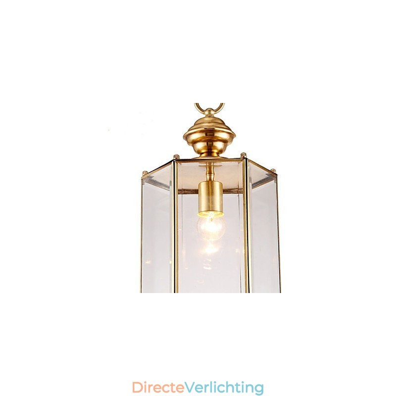 Amerikaanse landelijke kleine hanglamp, geheel van koper, enkel glas
