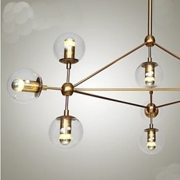 Golden Beans kroonluchter 10 lichts met glazen kap