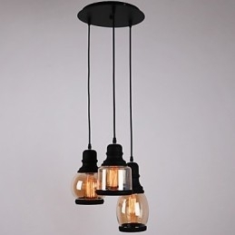 Antieke glazen kap 3-lichts artistieke minimalistische hanglamp