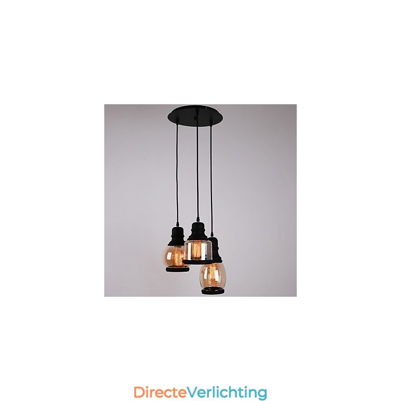 Antieke glazen kap 3-lichts artistieke minimalistische hanglamp