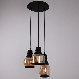 Antieke glazen kap 3-lichts artistieke minimalistische hanglamp