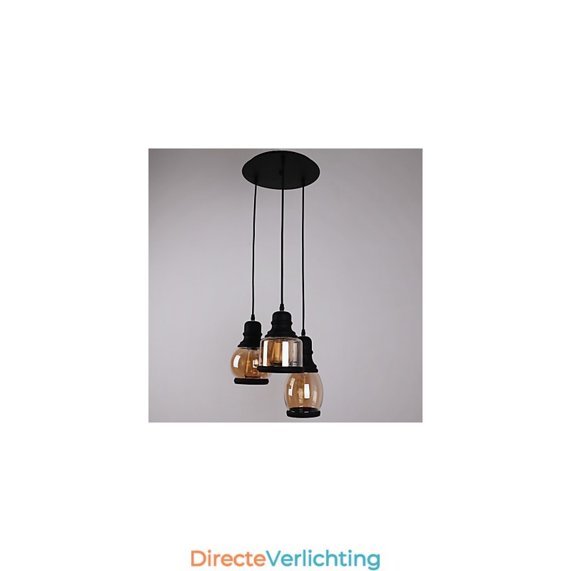 Antieke glazen kap 3-lichts artistieke minimalistische hanglamp