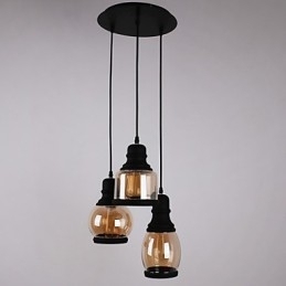 Antieke glazen kap 3-lichts artistieke minimalistische hanglamp