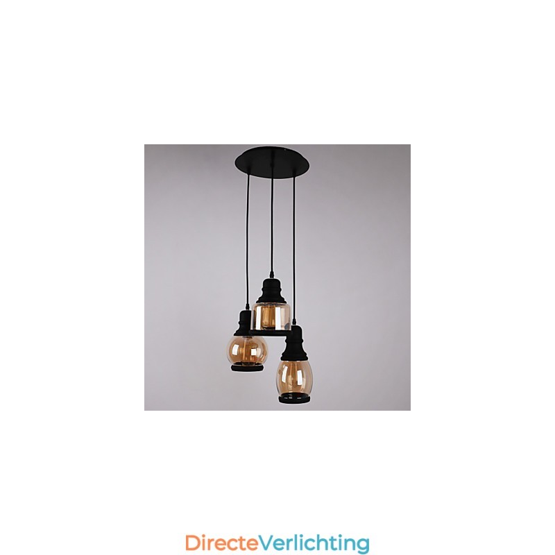 Antieke glazen kap 3-lichts artistieke minimalistische hanglamp