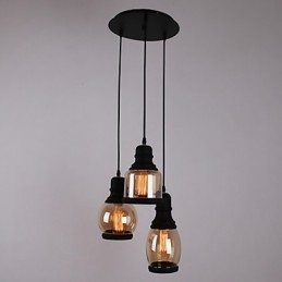 Antieke glazen kap 3-lichts artistieke minimalistische hanglamp