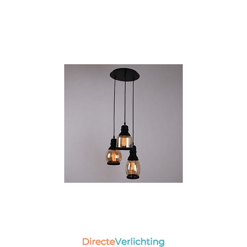 Antieke glazen kap 3-lichts artistieke minimalistische hanglamp