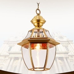 Amerikaanse landelijke kleine hanglamp, geheel van koper, enkel glas C