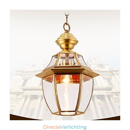 Amerikaanse landelijke kleine hanglamp, geheel van koper, enkel glas C Amerikaanse landelijke kleine hanglamp, geheel van koper, enkel glas C