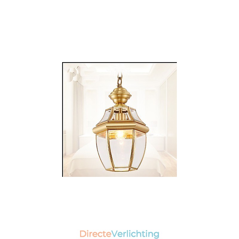 Amerikaanse landelijke kleine hanglamp, geheel van koper, enkel glas C
