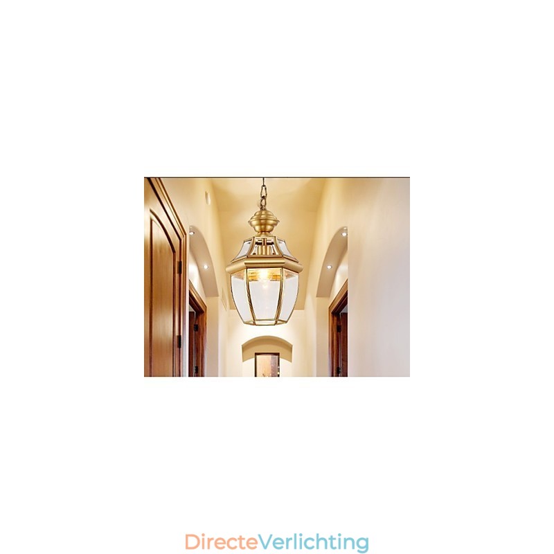 Amerikaanse landelijke kleine hanglamp, geheel van koper, enkel glas C