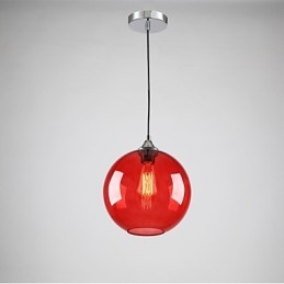 Moderne glazen hanglamp in rond rood bubbelontwerp