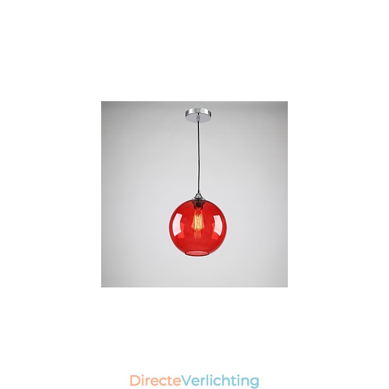 Moderne glazen hanglamp in rond rood bubbelontwerp