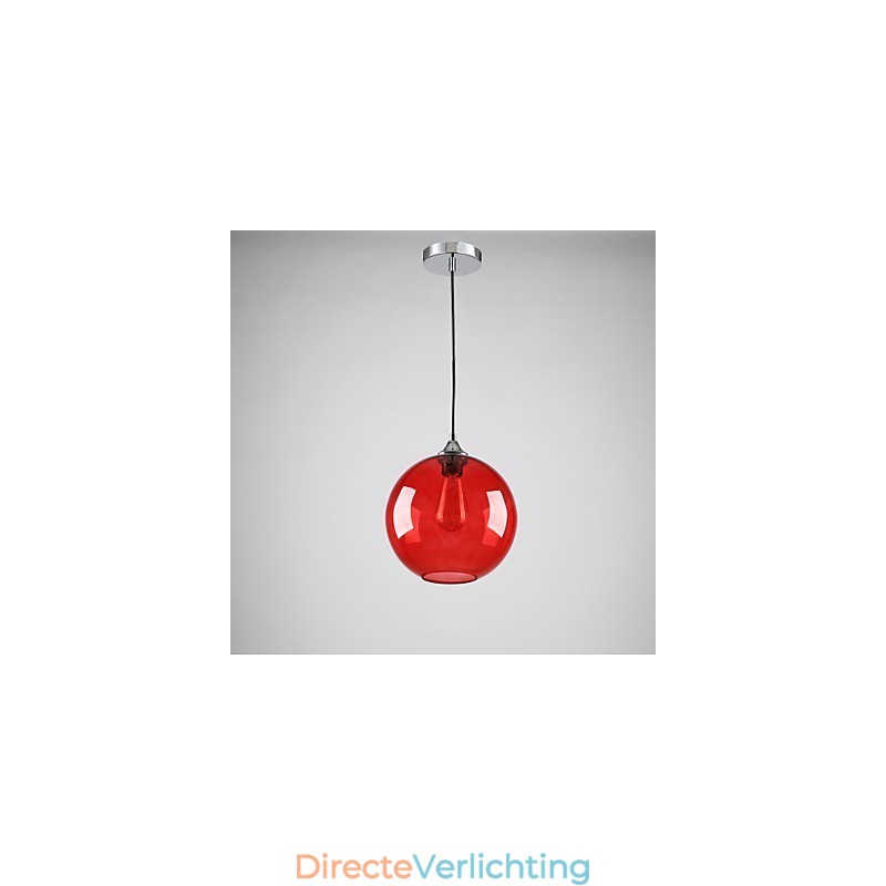 Moderne glazen hanglamp in rond rood bubbelontwerp