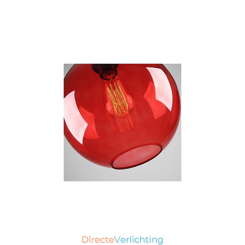 Moderne glazen hanglamp in rond rood bubbelontwerp