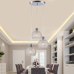 3-koppige moderne, eigentijdse kristallen hanglamp