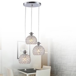 3-koppige moderne, eigentijdse kristallen hanglamp