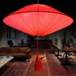 Lotusblad Moderne Marine Doek Kunst Hanglamp Van Rode Lantaarns Lamp Licht