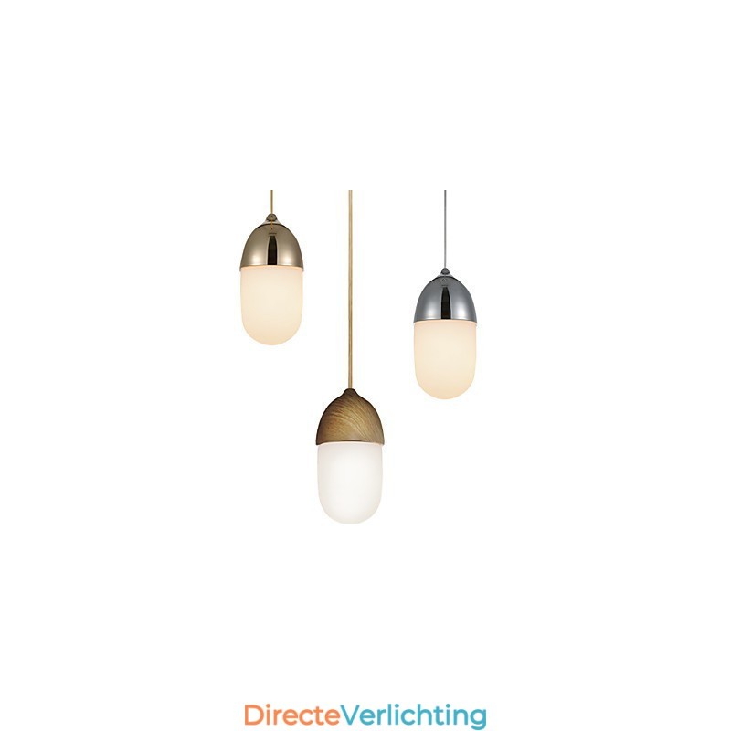 Mini Acorn Hanglamp 1 Licht Moderne Eenvoud Gouden Chroom Houten Kleur Afwerking Koolstofstaal & Glas Hanglamp