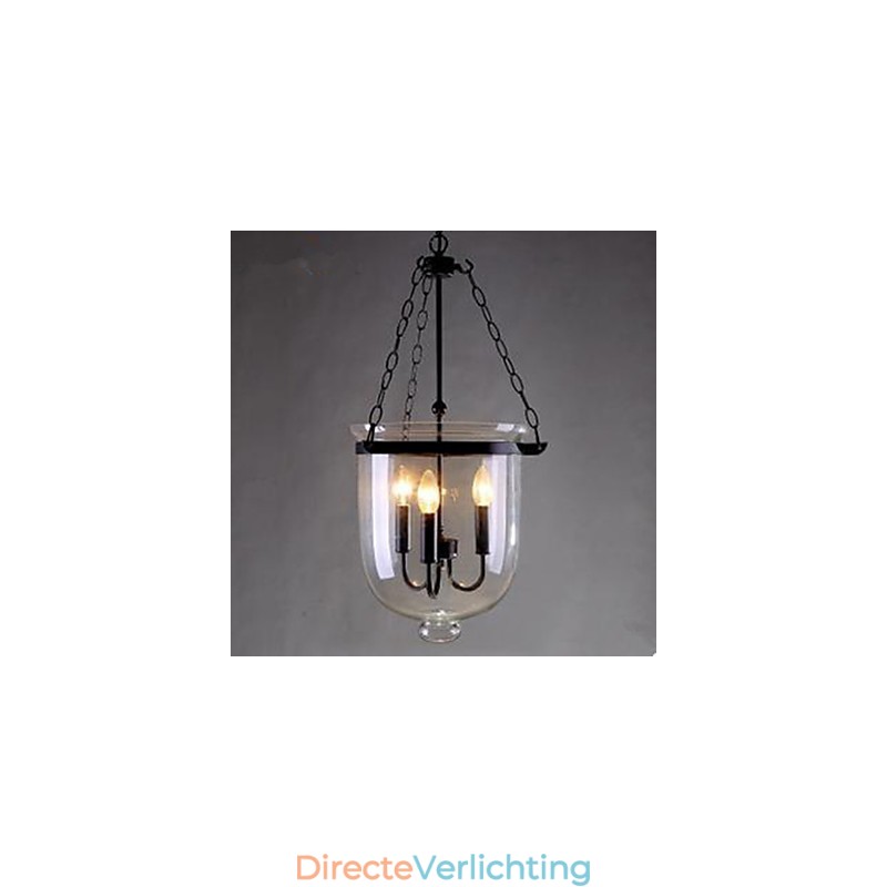 Ronde landelijke glazen hanglamp