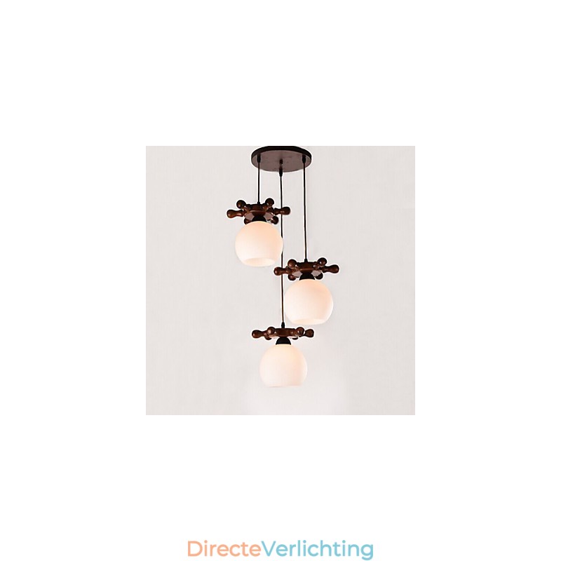 Europees Mediterraan Scheepsroer Glazen Eetkamer Hanglamp Eenvoudige Moderne Massief Houten Lampen