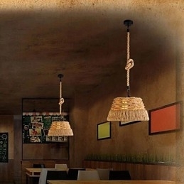 Loft Industrieel Wind Creatief Nordic Hennep Touw Maaltijden Kroonluchter Lamp
