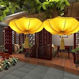 Doekkunst Romantische Imitatie Van Klassieke Hanglamp Zuidoost-Azië Lotus Lantaarn Lamp Licht