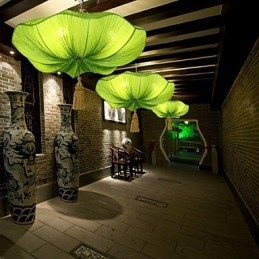 Doekkunst Romantische Imitatie Van Klassieke Hanglamp Zuidoost-Azië Lotus Lantaarn Lamp Licht
