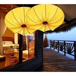 Creatieve ronde grote rode lantaarn lotusblad bruiloft festival doek kunst kroonluchter lamp licht