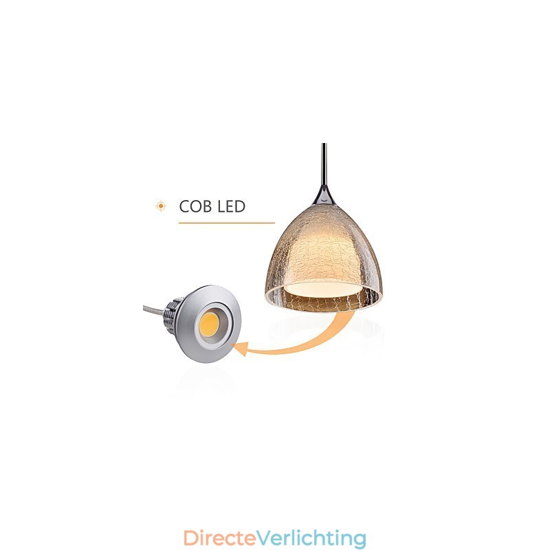 3-lichts hanglamp met twee lagen, gebarsten glas, gepolijst chroom