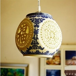 Retro Keramische lamp lamp Trappen Blauwe Enkele Kop Kroonluchter Creatief