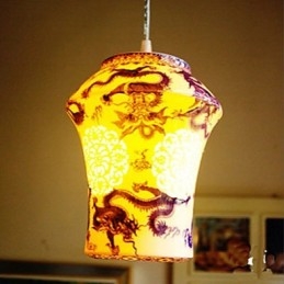 Retro Keramische lamp lamp Trappen Blauwe Enkele Kop Kroonluchter Creatief