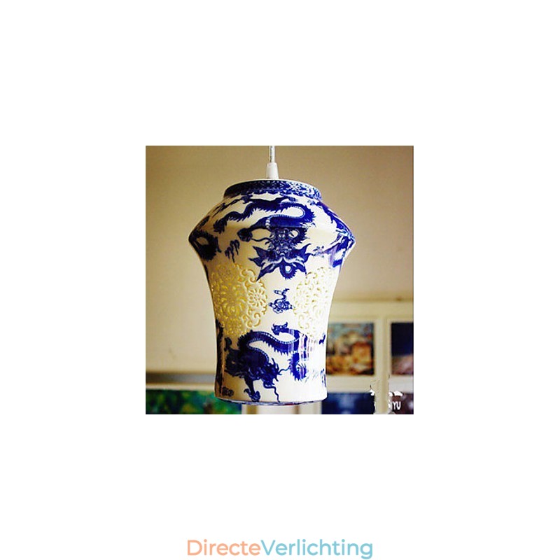 Retro Keramische lamp lamp Trappen Blauwe Enkele Kop Kroonluchter Creatief