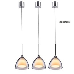 1 Licht Tweelaags Hanglamp Eiland Helder Glas Gepolijst Chroom