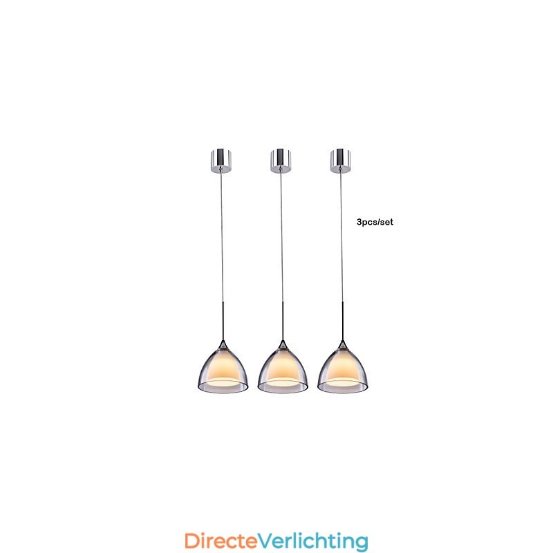 1 Licht Tweelaags Hanglamp Eiland Helder Glas Gepolijst Chroom