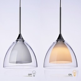 1 Licht Tweelaags Hanglamp Eiland Helder Glas Gepolijst Chroom