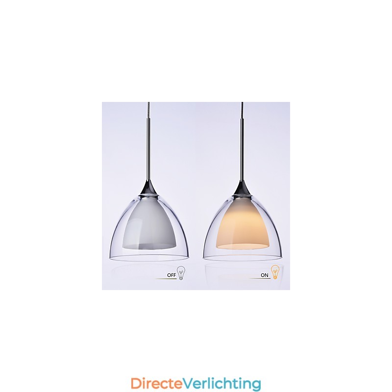 1 Licht Tweelaags Hanglamp Eiland Helder Glas Gepolijst Chroom