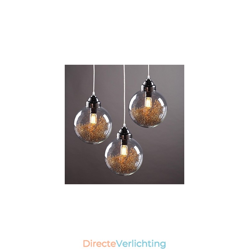 Moderne eigentijdse traditionele klassieke vintage lantaarn landelijke nikkel glazen hanglamp eetkamer