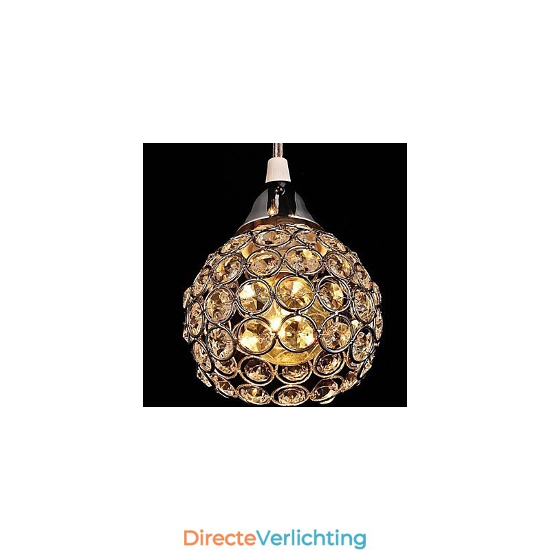 Moderne, eigentijdse kristallen, gegalvaniseerde metalen hanglamp