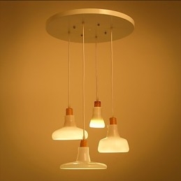 Creatieve karakteristieke hanglamp met 4 lampen en ijzeren kap