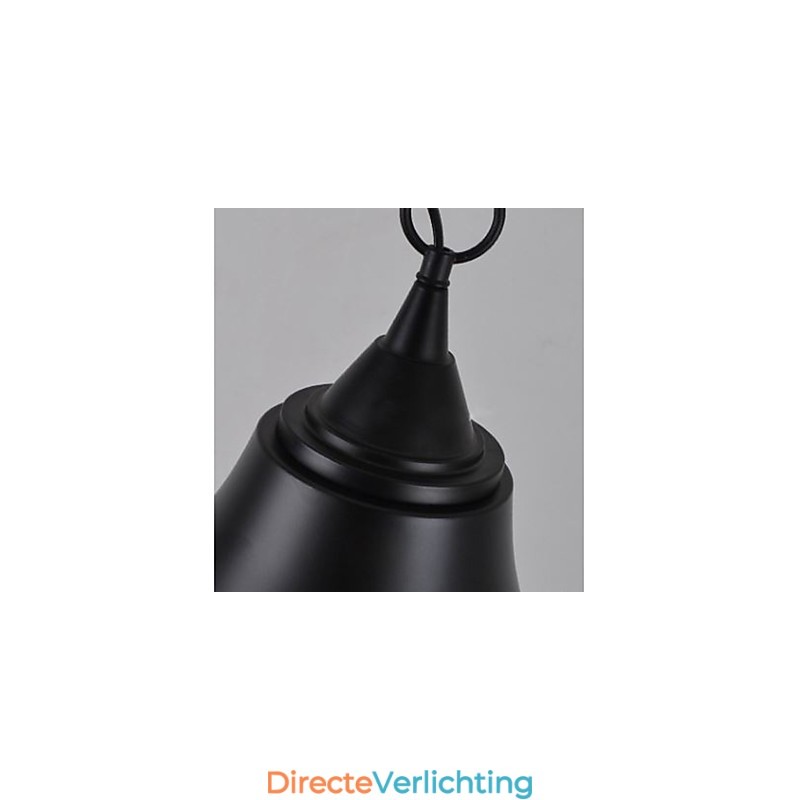 Medium Vintage Matte Zwarte Bellvormige Metalen Hanglamp