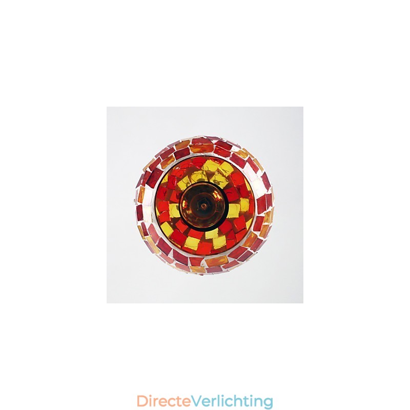 Moderne, eigentijdse metalen hanglamp met schilderij