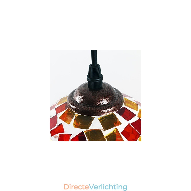 Moderne, eigentijdse metalen hanglamp met schilderij