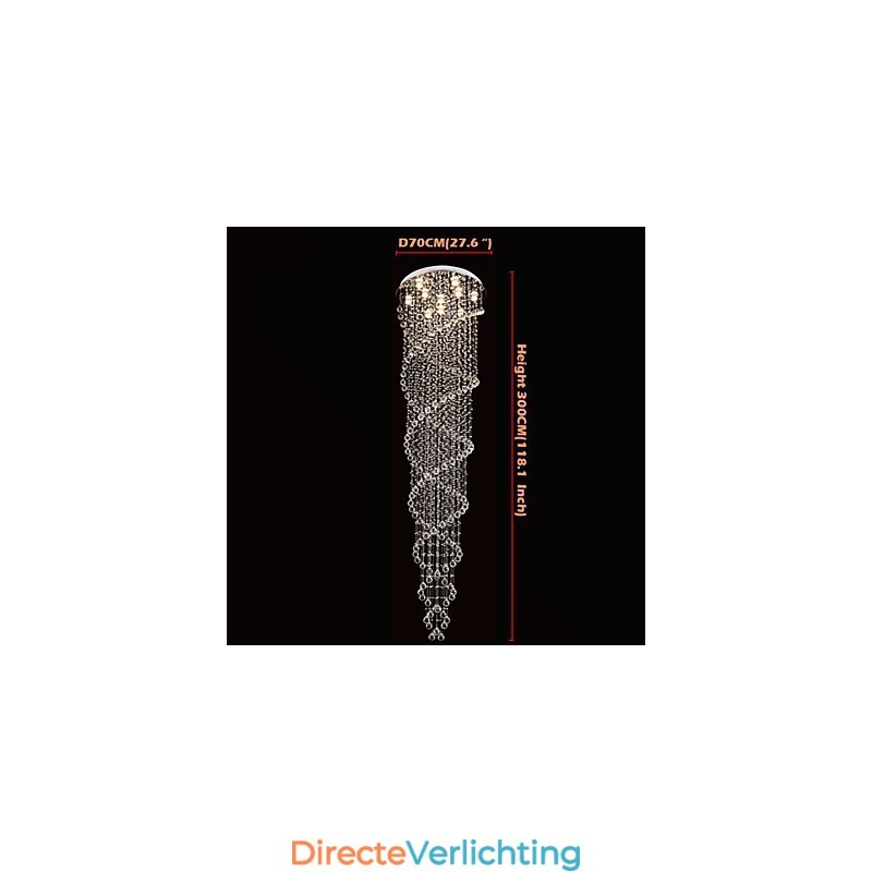 Plafond kroonluchter verlichting hanglamp verlichtingsarmaturen met K9 kristal dubbele spiraal D70CM H300CM