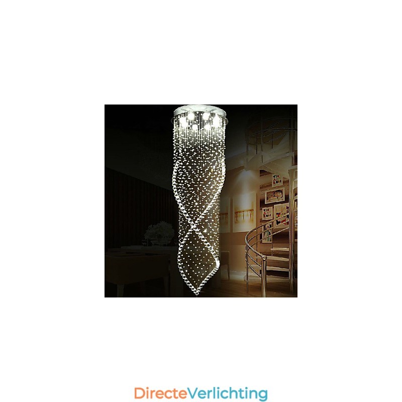 Kristallen kroonluchter hanglamp plafondlampen armaturen met helder K9 kristal en zilveren baldakijn