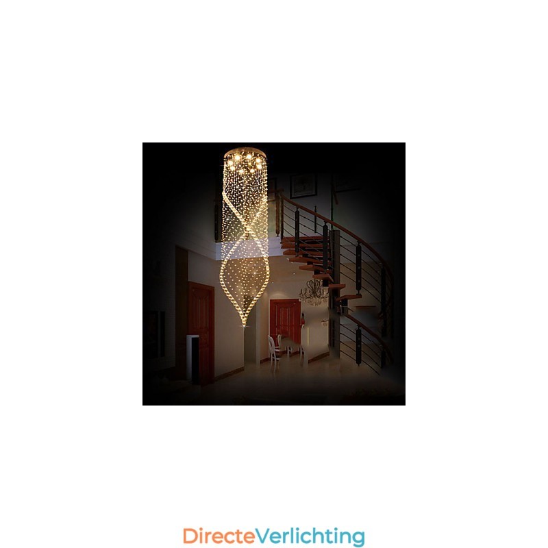 Kristallen kroonluchter hanglamp plafondlampen armaturen met helder K9 kristal en zilveren baldakijn