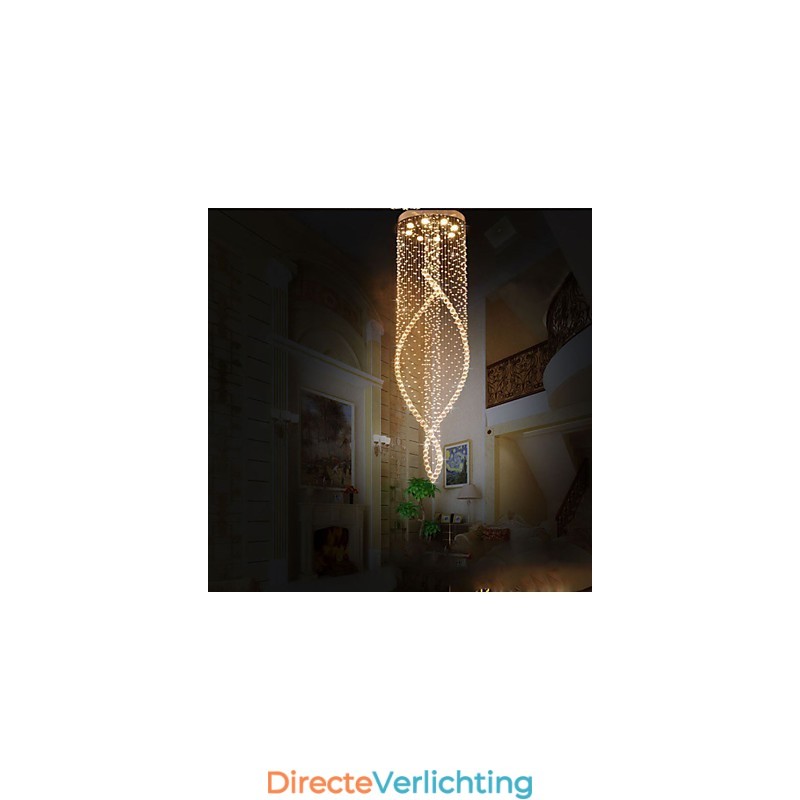 Kristallen kroonluchter hanglamp plafondlampen armaturen met helder K9 kristal en zilveren baldakijn