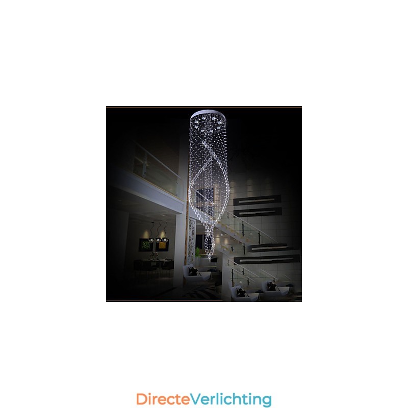 Kristallen kroonluchter hanglamp plafondlampen armaturen met helder K9 kristal en zilveren baldakijn