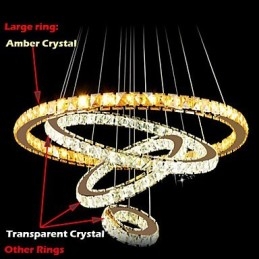 Hanglampen Plafondlamp Kroonluchter Verlichting Rond 4 Ringen Grote Ring Amber Kristal en Ander Helder Kristal