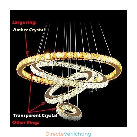 Hanglampen Plafondlamp Kroonluchter Verlichting Rond 4 Ringen Grote Ring Amber Kristal en Ander Helder Kristal Hanglampen Plafondlamp Kroonluchter Verlichting Rond 4 Ringen Grote Ring Amber Kristal en Ander Helder Kristal